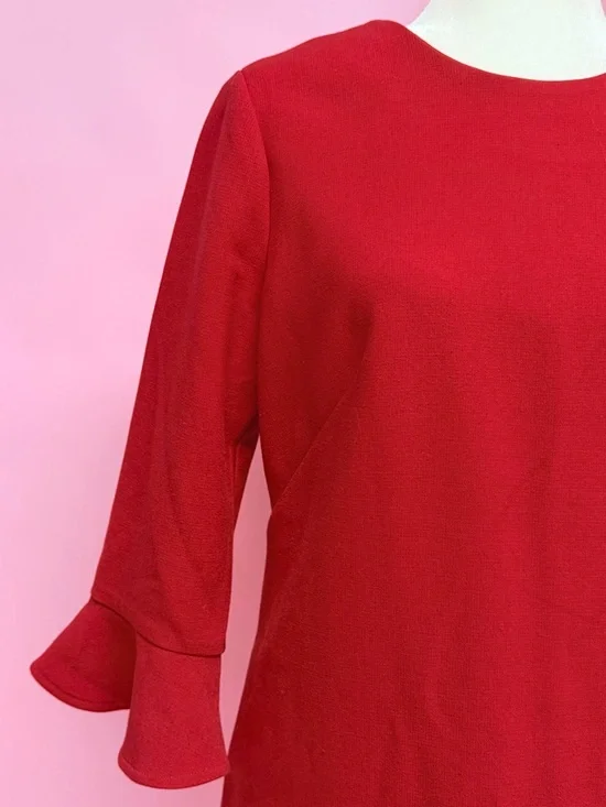 Ann Taylor Red Flare-Sleeve Shift Dress - Picture 3 of 9